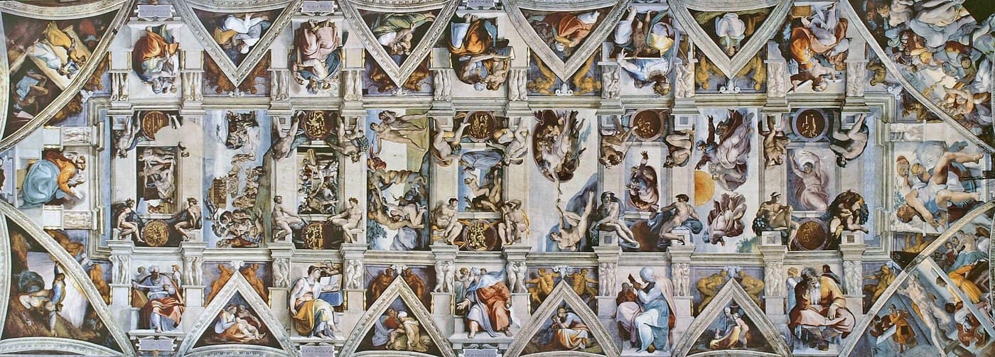 La chapelle Sixtine : la voûte et « La Création d'Adam » de Michel-Ange, « Le Jugement dernier » et les fresques des murs.