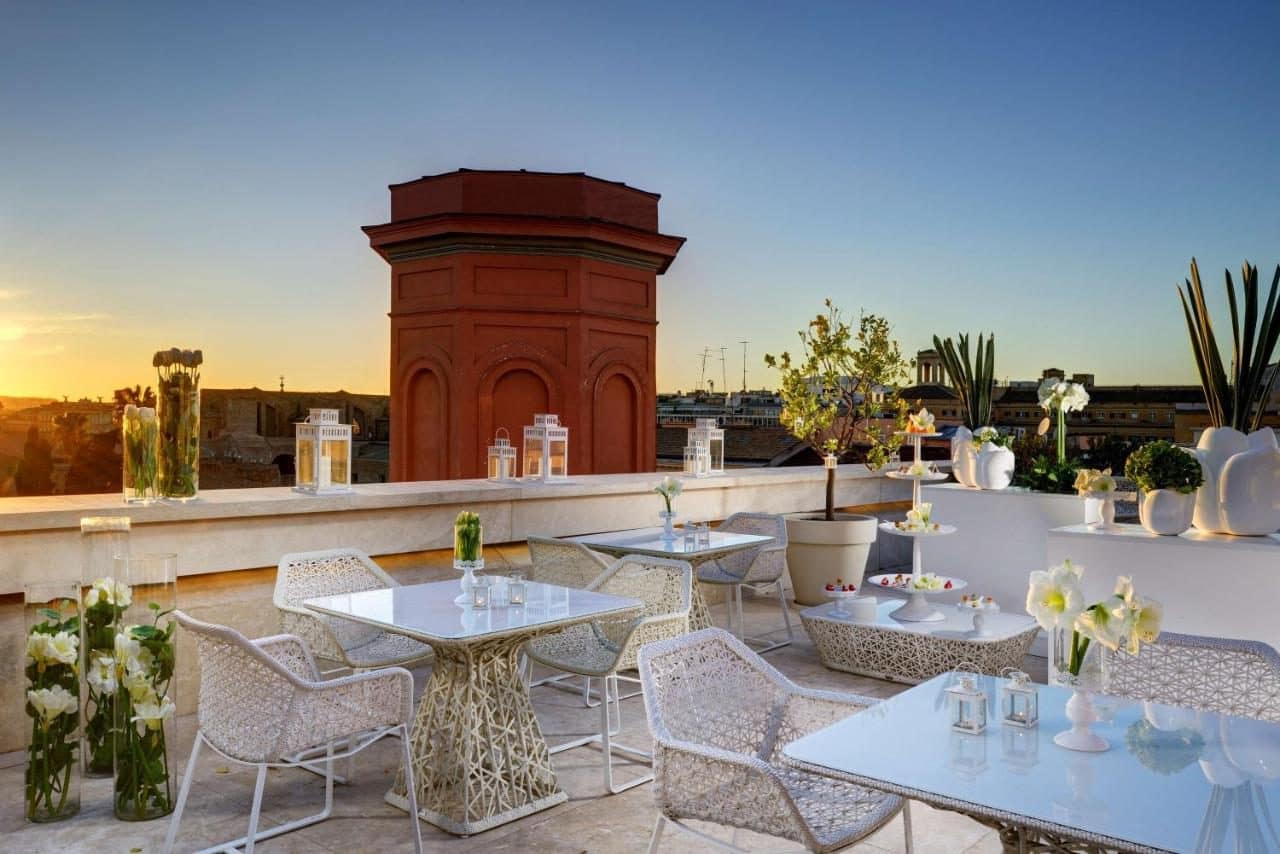 La terrasse sur le toit, au coucher du soleil. © Palazzo Montemartini