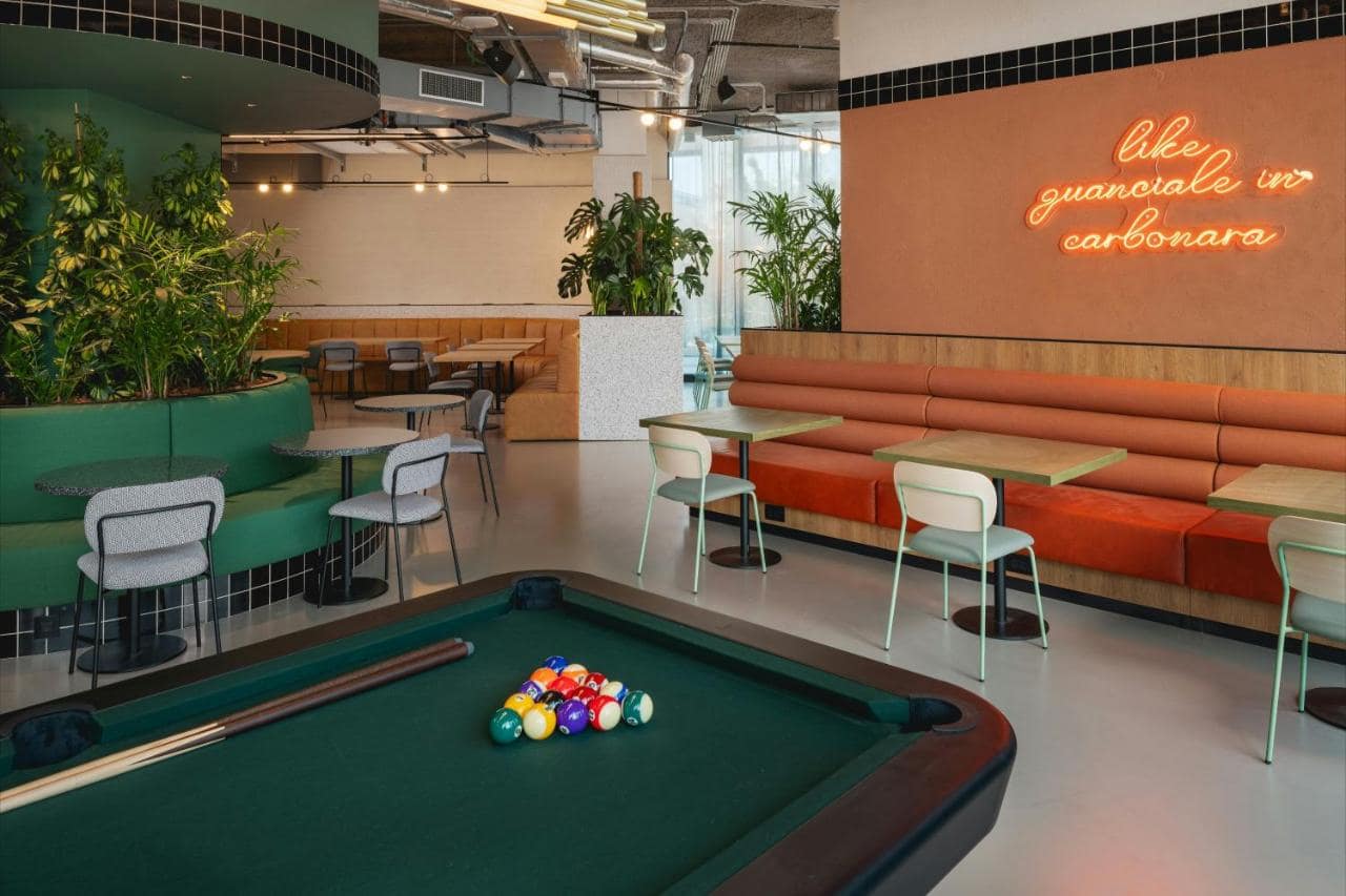 L'espace commun et son billard. © The Social Hub Rome